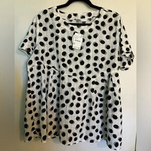 NWT Patrizia Luca Milano rayon/polyamide blend dot print‎ oversized babydoll S/M